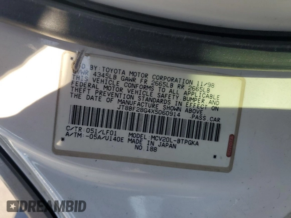 1999 Lexus ES 300 z VIN JT8BF28G4X5060914, wystawiony jako Copart lot #45912725 z przebiegiem 197 401 mil mil oraz Szkoda całkowita • Salvage title. Historia ofert i sprzedaży dostępna na DreamBid. Obrazek 12.