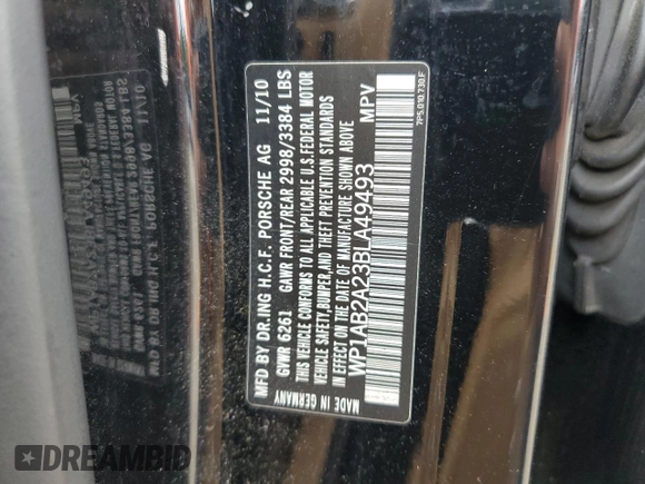 2011 Porsche Cayenne S with VIN WP1AB2A23BLA49493, listed as a Copart auction lot 63842035 with 157,162 mi miles and Clean title. Bid and sale history available at DreamBid. Image 13.