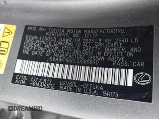 2018 Lexus ES with VIN 58ABK1GG0JU089840, listed as a IAAI auction lot 41900167 with 94,484 mi miles. Bid and sale history available at carsss.com. Image 9.