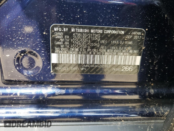 2018 Mitsubishi Outlander SE with VIN JA4AD3A34JZ013831, listed as a Copart auction lot 56292555 with 45,454 mi miles and Salvage title. Bid and sale history available at DreamBid. Image 13.