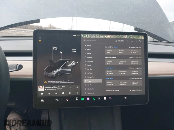 2023 Tesla Model 3 with VIN 5YJ3E1EAXPF693693, listed as a IAAI auction lot 41709704 with 12,473 mi miles and . Bid and sale history available at DreamBid. Image 18.