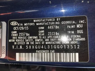 2016 Kia Optima EX с VIN 5XXGU4L31GG013512, выставлен на аукционе IAAI как лот 42526135 с пробегом 120 356 миль миль и . История ставок и продаж доступна на DreamBid. Изображение 9.