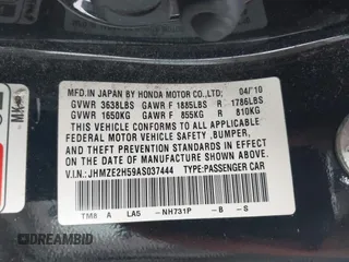2010 Honda Insight LX z VIN JHMZE2H59AS037444, wystawiony jako IAAI lot #42358409 z przebiegiem 201 680 mil mil oraz . Historia ofert i sprzedaży dostępna na DreamBid. Obrazek 9.