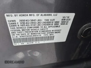 2020 Honda Pilot EX-L with VIN 5FNYF6H5XLB024719, listed as a IAAI auction lot 42168150 with 90,933 mi miles and . Bid and sale history available at carsss.com. Image 9.