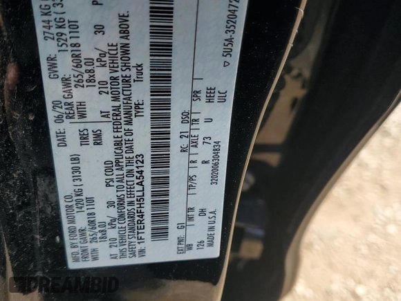 2020 Ford Ranger XL с VIN 1FTER4FH5LLA54123, выставлен на аукционе Copart как лот 45203995 с пробегом 114 296 миль миль и Списание • Salvage title. История ставок и продаж доступна на DreamBid. Изображение 14.