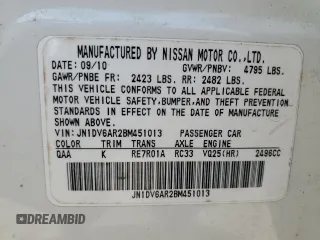2011 Infiniti G25 Sedan x with VIN JN1DV6AR2BM451013, listed as a Copart auction lot 84508134 with 124,945 mi miles and Clean Title. Bid and sale history available at carsss.com. Image 12.
