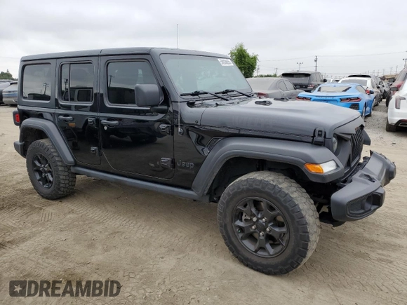 2022 Jeep Wrangler Unlimited Sport S with VIN 1C4HJXDG6NW141997, listed as a Copart auction lot 58938655 with 67,222 mi miles and Salvage title. Bid and sale history available at DreamBid. Image 5.