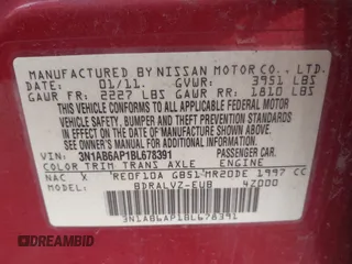 2011 Nissan Sentra SR with VIN 3N1AB6AP1BL678391, listed as a IAAI auction lot 41722828 with 119,268 mi miles and . Bid and sale history available at DreamBid. Image 9.