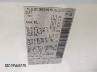 2018 Nissan Pathfinder SL with VIN 5N1DR2MNXJC661765, listed as a IAAI auction lot 42081533 with 87,299 mi miles. Bid and sale history available at carsss.com. Image 9.