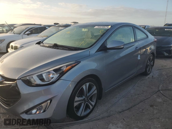 2014 Hyundai Elantra Coupe with VIN KMHDH6AH5EU029555, listed as a Copart auction lot 76020674 with 0 mi miles and Salvage Title. Bid and sale history available at carsss.com. Image 1.