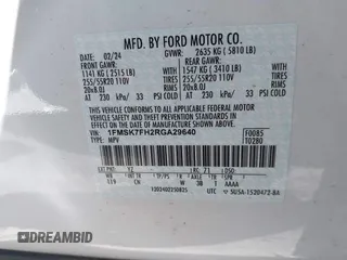 2024 Ford Explorer Limited with VIN 1FMSK7FH2RGA29640, listed as a IAAI auction lot 41573425 with 37,364 mi miles. Bid and sale history available at carsss.com. Image 9.
