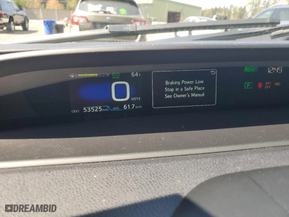 2019 Toyota Prius L Eco with VIN JTDKARFU4K3100057, listed as a Copart auction lot 54227495 with 53,525 mi miles and Salvage Title. Bid and sale history available at carsss.com. Image 9.