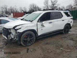 2018 Chevrolet Traverse Premier z VIN 1GNEVJKW2JJ230348, wystawiony jako Copart lot #47213855 z przebiegiem 153 408 mil mil oraz Szkoda całkowita • Salvage title. Historia ofert i sprzedaży dostępna na DreamBid. Obrazek 1.
