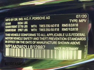 2020 Porsche Macan with VIN WP1AA2A52LLB12887, listed as a IAAI auction lot 41970408 with 33,995 mi miles and . Bid and sale history available at DreamBid. Image 9.