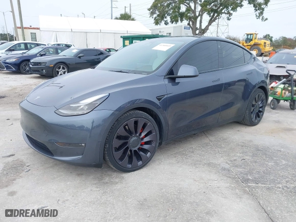 2021 Tesla Model Y Performance with VIN 5YJYGDEF4MF121690, listed as a IAAI auction lot 41385049 with 36,759 mi miles. Bid and sale history available at carsss.com. Image 21.