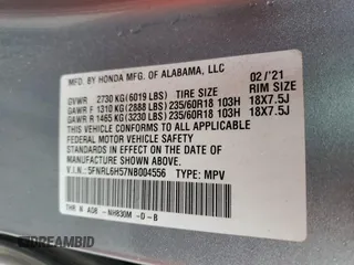 2022 Honda Odyssey EX with VIN 5FNRL6H57NB004556, listed as a Copart auction lot 49288215 with 128,460 mi miles and Salvage Title. Bid and sale history available at DreamBid. Image 14.