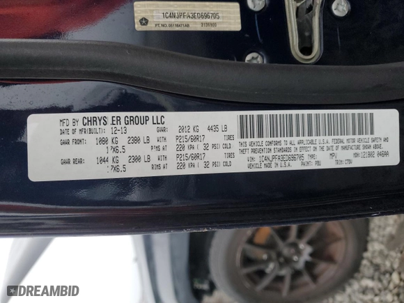 2014 Jeep Patriot High Altitude with VIN 1C4NJPFA3ED696705, listed as a Copart auction lot 89135605 with 0 mi miles and Salvage Title. Bid and sale history available at carsss.com. Image 13.