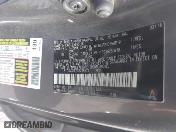 2016 Toyota Sienna SE с VIN 5TDXK3DC2GS718624, выставлен на аукционе IAAI как лот 42219215 с пробегом 150 033 миль миль и . История ставок и продаж доступна на DreamBid. Изображение 9.