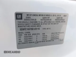 2008 Chevrolet Suburban LTZ with VIN 3GNFC16078G120116, listed as a IAAI auction lot 42691043 with 178,539 mi miles and . Bid and sale history available at DreamBid. Image 9.