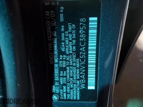 2010 BMW 5 Series 528i xDrive with VIN WBANV1C52AC389578, listed as a Copart auction lot 88761705 with 161,702 mi miles and Salvage Title. Bid and sale history available at carsss.com. Image 13.
