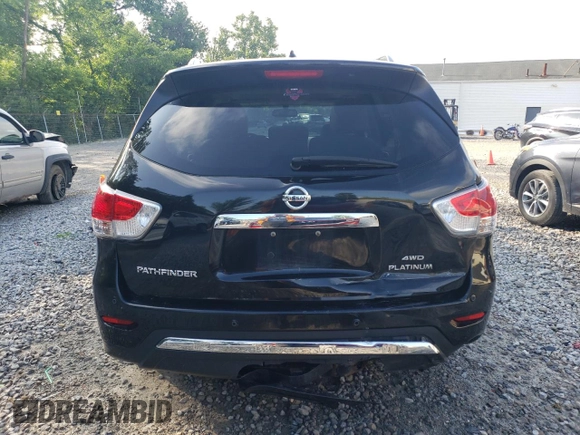 2015 Nissan Pathfinder Platinum with VIN 5N1AR2MM3FC697539, listed as a Copart auction lot 63624355 with 97,370 mi miles and Salvage title. Bid and sale history available at DreamBid. Image 6.