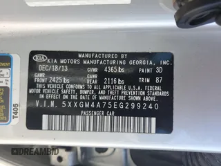 2014 Kia Optima LX with VIN 5XXGM4A75EG299240, listed as a Copart auction lot 52168545 with 140,196 mi miles and Salvage Title. Bid and sale history available at carsss.com. Image 12.