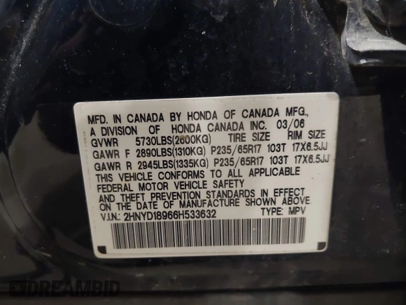 2006 Acura MDX Touring с VIN 2HNYD18966H533632, выставлен на аукционе IAAI как лот 42573458 с пробегом 277 445 миль миль и . История ставок и продаж доступна на DreamBid. Изображение 9.