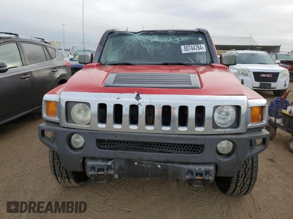 2007 Hummer H3 SUV with VIN 5GTDN13E378239403, listed as a Copart auction lot 80744784 with 351,582 mi miles and Salvage Title. Bid and sale history available at DreamBid. Image 5.