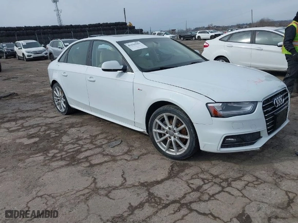 2014 Audi A4 Premium Plus with VIN WAUFFAFLXEN018321, listed as a IAAI auction lot 41610283 with 1 mi miles. Bid and sale history available at carsss.com. Image 1.