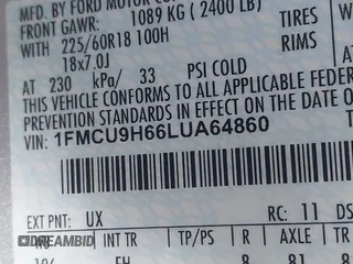 2020 Ford Escape SEL z VIN 1FMCU9H66LUA64860, wystawiony jako IAAI lot #41947561 z przebiegiem 50 703 mil mil oraz . Historia ofert i sprzedaży dostępna na DreamBid. Obrazek 9.
