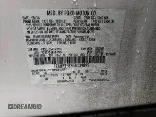 2016 Ford Taurus SEL z VIN 1FAHP2E82GG139899, wystawiony jako Copart lot #54551865 z przebiegiem 60 901 mil mil oraz Szkoda całkowita • Salvage title. Historia ofert i sprzedaży dostępna na DreamBid. Obrazek 12.