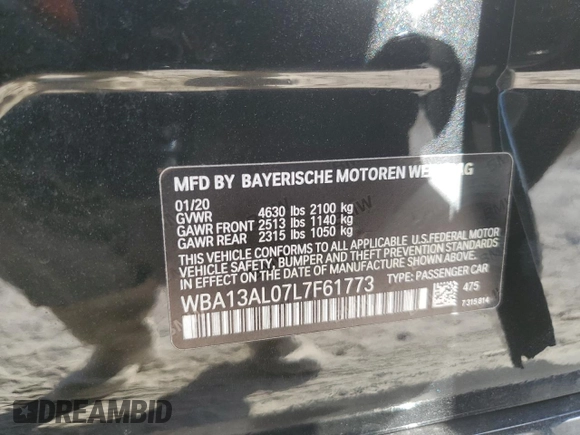 2020 BMW 2 Series M235i xDrive with VIN WBA13AL07L7F61773, listed as a Copart auction lot 45335865 with 54,299 mi miles and Salvage Title. Bid and sale history available at DreamBid. Image 15.