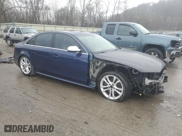 2013 Audi S4 Premium Plus with VIN WAUBGAFL3DA183869, listed as a Copart auction lot 52147415 with 104,873 mi miles and Salvage Title. Bid and sale history available at carsss.com. Image 4.