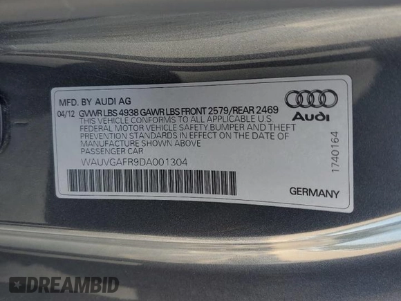 2013 Audi S5 Prestige z VIN WAUVGAFR9DA001304, wystawiony jako Copart lot #54165695 z przebiegiem 106 571 mil mil oraz Szkody całkowita. Historia ofert i sprzedaży dostępna na DreamBid. Obrazek 12.