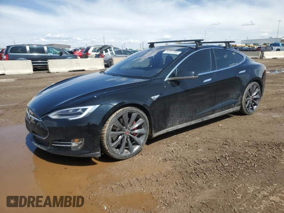 2014 Tesla Model S P85D with VIN 5YJSA1H28EFP63765, listed as a Copart auction lot 50241385 with 100,274 mi miles and Salvage Title. Bid and sale history available at DreamBid. Image 1.