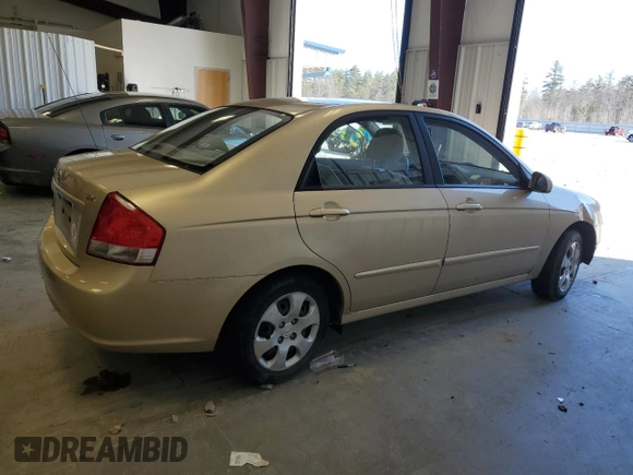 2009 Kia Spectra EX with VIN KNAFE222395665848, listed as a Copart auction lot 51017925 with 30,186 mi miles and Salvage Title. Bid and sale history available at DreamBid. Image 3.