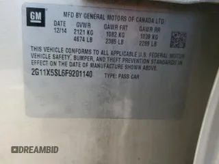 2015 Chevrolet Impala LS with VIN 2G11X5SL6F9201140, listed as a Copart auction lot 49108335 with 182,581 mi miles and Salvage Title. Bid and sale history available at DreamBid. Image 14.