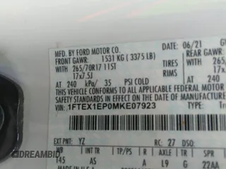 2021 Ford F-150 XL with VIN 1FTEX1EP0MKE07923, listed as a IAAI auction lot 41726506 with 99,518 mi miles and . Bid and sale history available at DreamBid. Image 9.