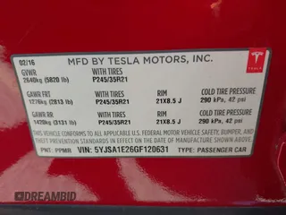 2016 Tesla Model S 90D с VIN 5YJSA1E26GF120631, выставлен на аукционе IAAI как лот 42249326 с пробегом 84 491 миль миль и . История ставок и продаж доступна на DreamBid. Изображение 9.