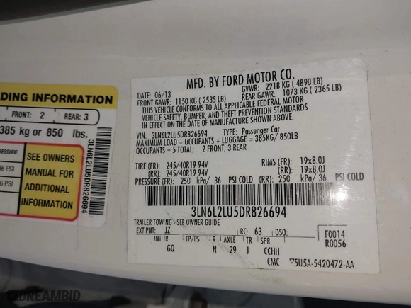 2013 Lincoln MKZ Hybrid with VIN 3LN6L2LU5DR826694, listed as a IAAI auction lot 41683895 with 141,246 mi miles. Bid and sale history available at carsss.com. Image 9.