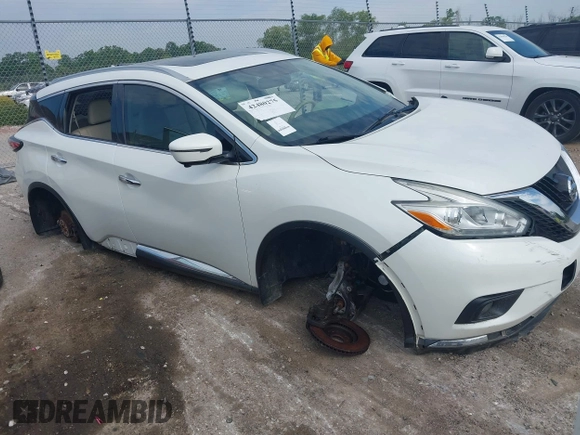 2016 Nissan Murano Platinum with VIN 5N1AZ2MHXGN117941, listed as a IAAI auction lot 42480275 with 78,182 mi miles and . Bid and sale history available at DreamBid. Image 1.