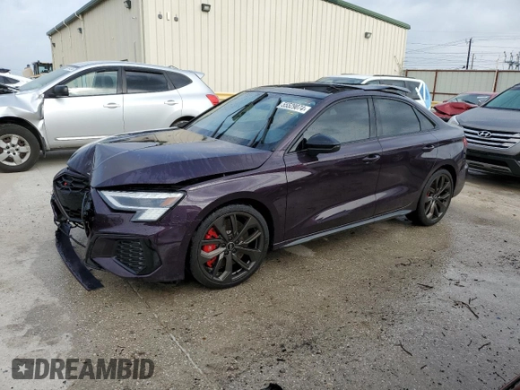 2023 Audi S3 Prestige z VIN WAUJ3DGYXPA054762, wystawiony jako Copart lot #55529074 z przebiegiem 13 684 mil mil oraz Szkody całkowita. Historia ofert i sprzedaży dostępna na DreamBid. Obrazek 1.