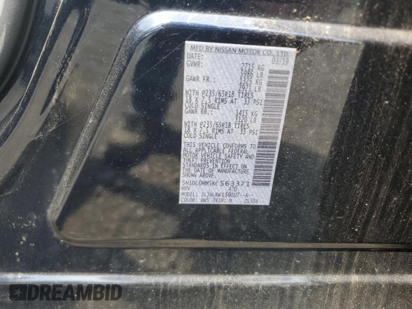 2019 Infiniti QX60 Pure z VIN 5N1DL0MM5KC563371, wystawiony jako Copart lot #60545225 z przebiegiem 84 819 mil mil oraz Szkoda całkowita • Salvage title. Historia ofert i sprzedaży dostępna na DreamBid. Obrazek 14.