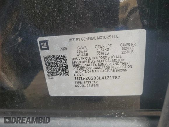 2020 Chevrolet Bolt EV Premier with VIN 1G1FZ6S03L4121787, listed as a Copart auction lot 53263015 with 25,227 mi miles and Clean title. Bid and sale history available at DreamBid. Image 12.