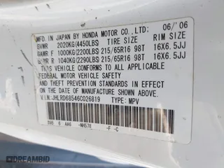 2006 Honda CR-V LX with VIN JHLRD68546C026819, listed as a IAAI auction lot 41883259 with 136,150 mi miles. Bid and sale history available at carsss.com. Image 9.
