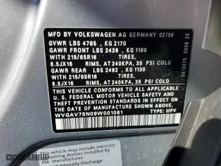 2009 Volkswagen Tiguan S with VIN WVGAV75N09W001061, listed as a Copart auction lot 50804265 with 0 mi miles and Salvage Title. Bid and sale history available at carsss.com. Image 14.