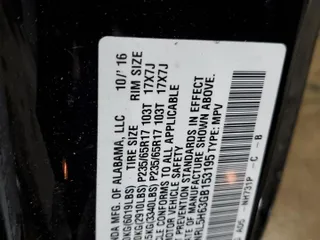 2016 Honda Odyssey EX-L with VIN 5FNRL5H63GB153195, listed as a Copart auction lot 53868175 with 142,597 mi miles and Salvage Title. Bid and sale history available at carsss.com. Image 13.