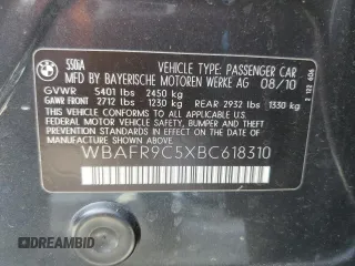 2011 BMW 5 Series 550i z VIN WBAFR9C5XBC618310, wystawiony jako Copart lot #49427835 z przebiegiem 84 936 mil mil oraz Szkoda całkowita • Salvage title. Historia ofert i sprzedaży dostępna na DreamBid. Obrazek 12.