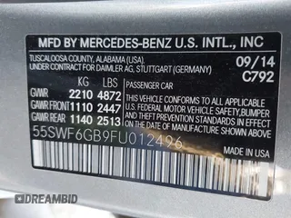 2015 Mercedes-Benz C-Class C 400 with VIN 55SWF6GB9FU012496, listed as a IAAI auction lot 40919086 with 77,330 mi miles. Bid and sale history available at carsss.com. Image 9.