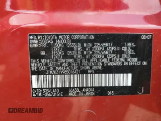 2008 Toyota RAV4 Limited with VIN JTMZK31V985016421, listed as a Copart auction lot 54655025 with 90,247 mi miles and Salvage title. Bid and sale history available at DreamBid. Image 12.